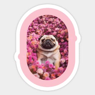 Adorable Woofs Flowers Sticker